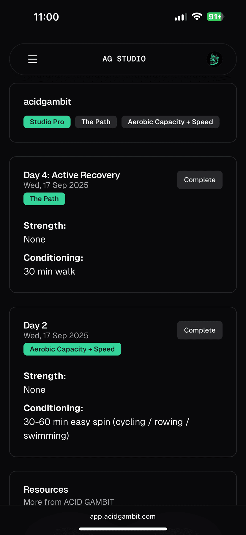 Studio homepage screenshot